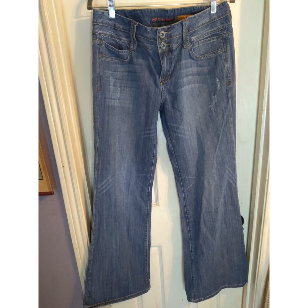 Chip & Pepper Humboot Cut Denim Jeans Blue Flared Legs Sz 13